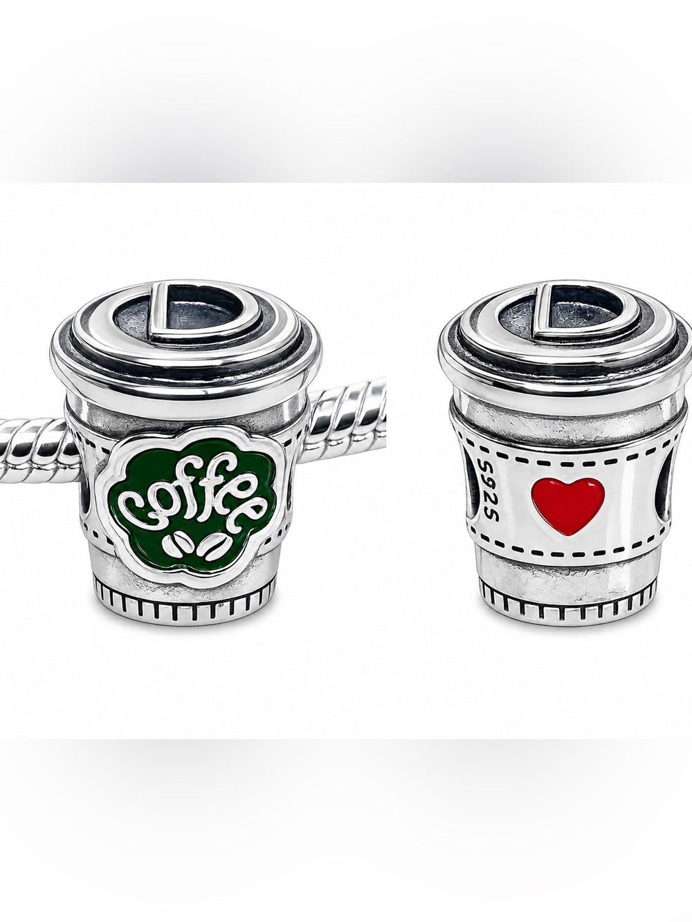 925 Coffee Lovers Charm For Most Charm Bracelets, NEW